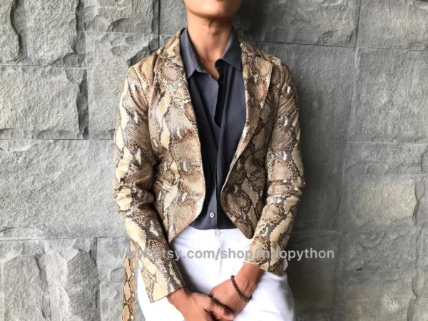 Indopython Beige And Brown Python Jacket