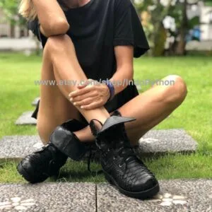 Indopython Black Snakeskin High Boots