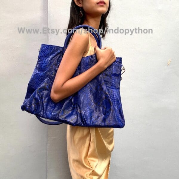 Indopython electric blue hobo bag