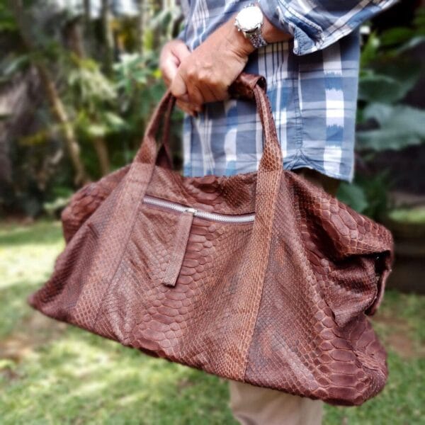 Indopython Brown Snake Leather Travel Bag