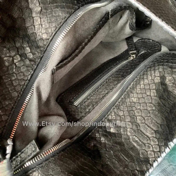 Indopython Black with silver handles hobo bag