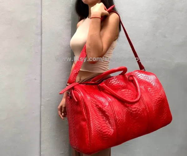 Red travel bags for women from Indo Python Store