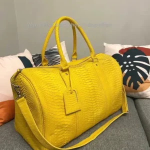 Yellow snakeskin travel bag from Indo Python Store