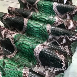 Green Multicolor Python Leather