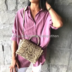 Indopython Black And Beige Medium Size Bag