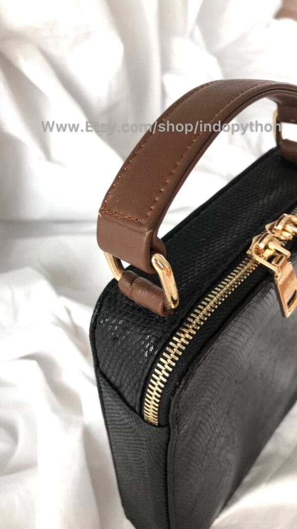 Black Lizard Leather Handbag