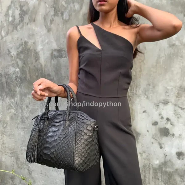 Black Python Handbag from Indo Python Store