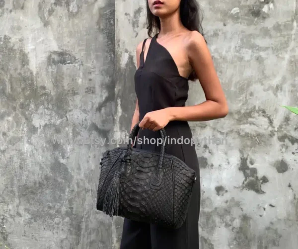 Black Python Handbag