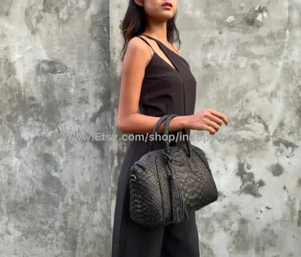 Black Python Handbag