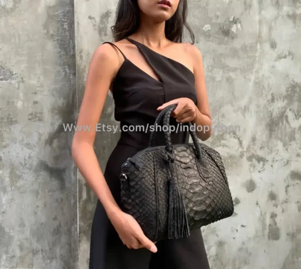 Black Python Handbag