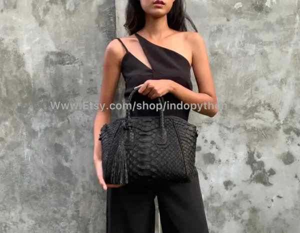 Black Python Handbag