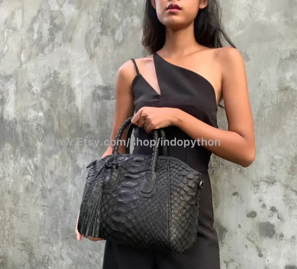 Black Python Handbag