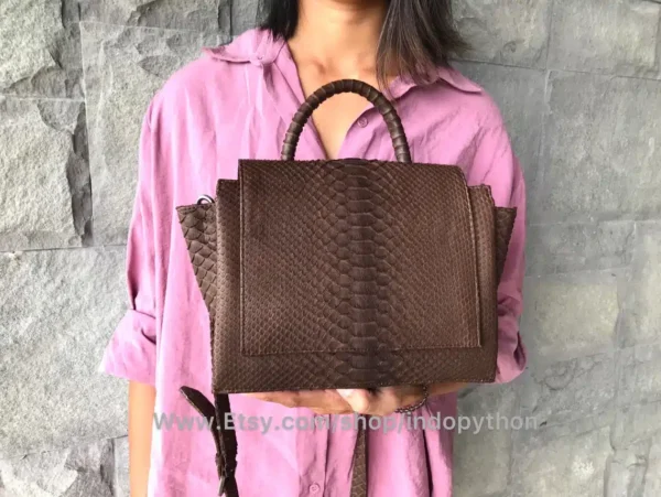 Brown Python Leather Bag