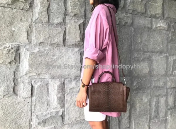 Brown Python Leather Bag