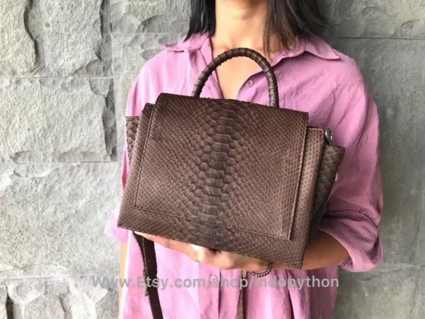 Brown Python Leather Bag