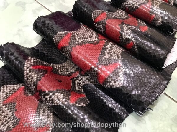 Black and Red Python Leather - Image 3