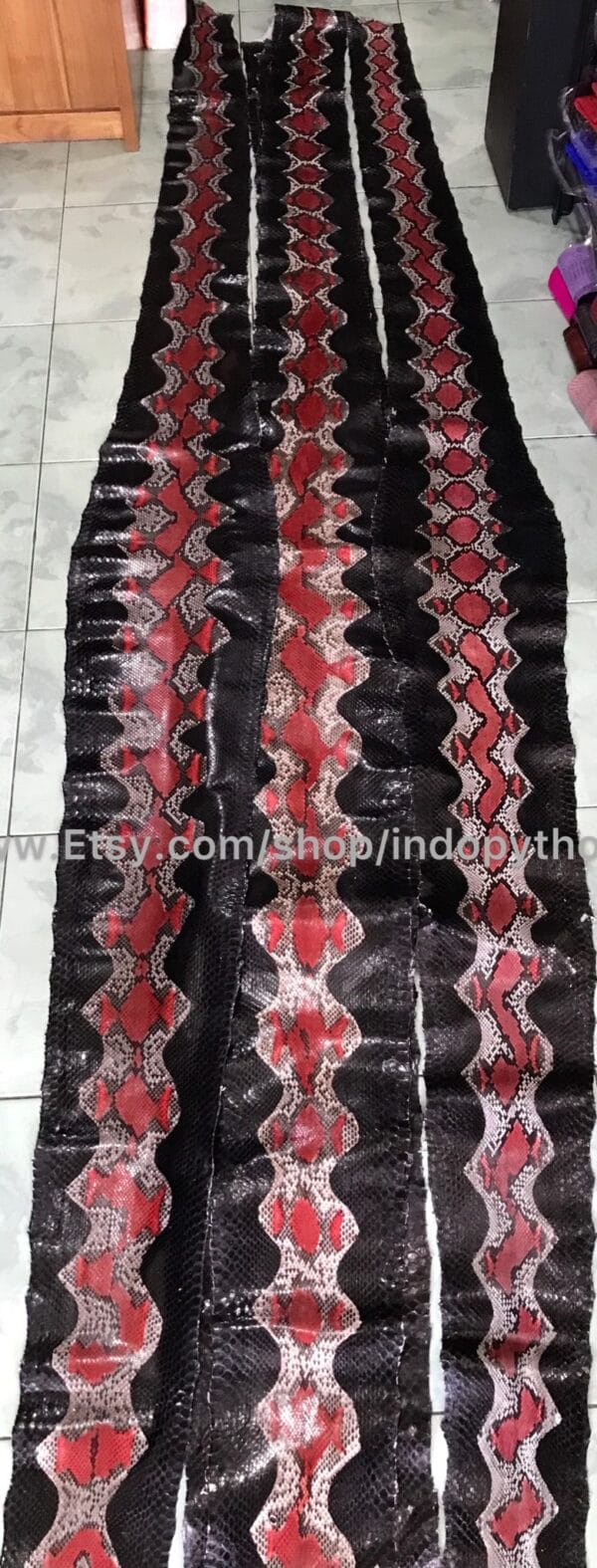 Black and Red Python Leather - Image 4