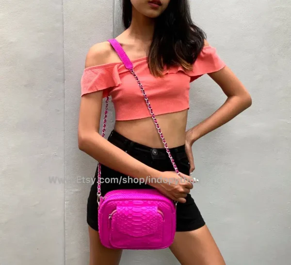 Fuchsia Python Sling Bag from Indo Python Store