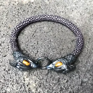 Indopython Gray Stingray Bracelet With Labradorite Stone