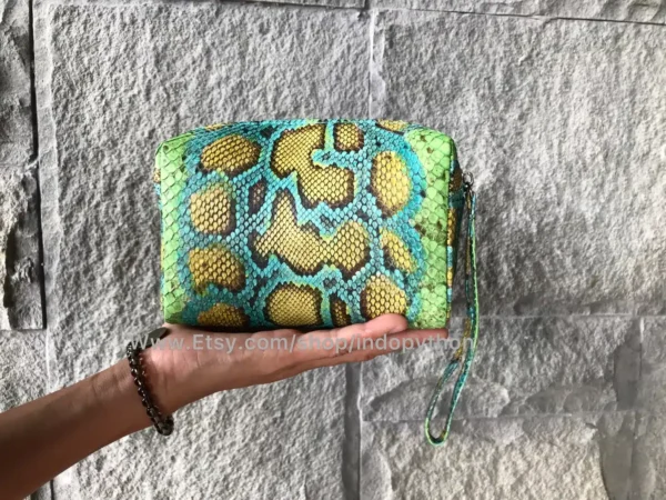 Indopython Green Multicolor Python Pouch