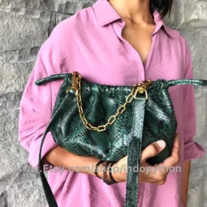 Indopython Green Snakeskin Purse