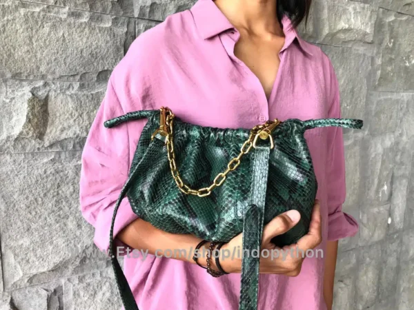 Indopython Green Snakeskin Purse