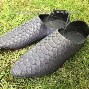 Indopython Grey Snakeskin Slip On Shoes