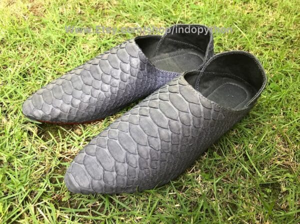 Indopython Grey Snakeskin Slip On Shoes