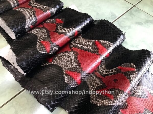 Black and Red Python Leather - Image 7