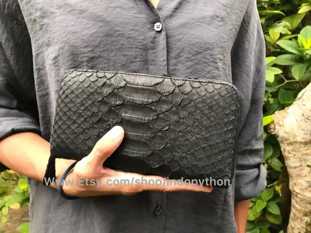 Indopython Mens Black Leather Wallet