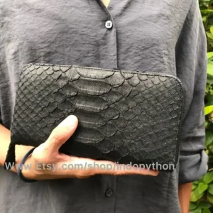 Indopython Mens Black Leather Wallet