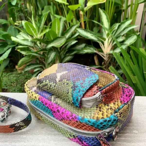 Multicolor Rainbow Python Sling Bag