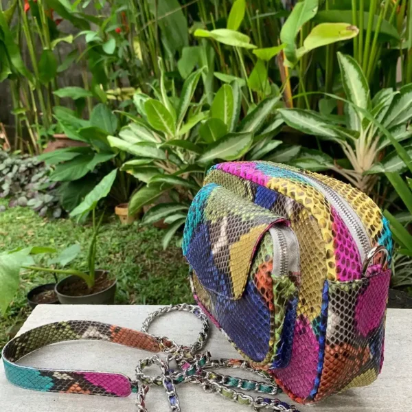 Multicolor Rainbow Python Sling Bag