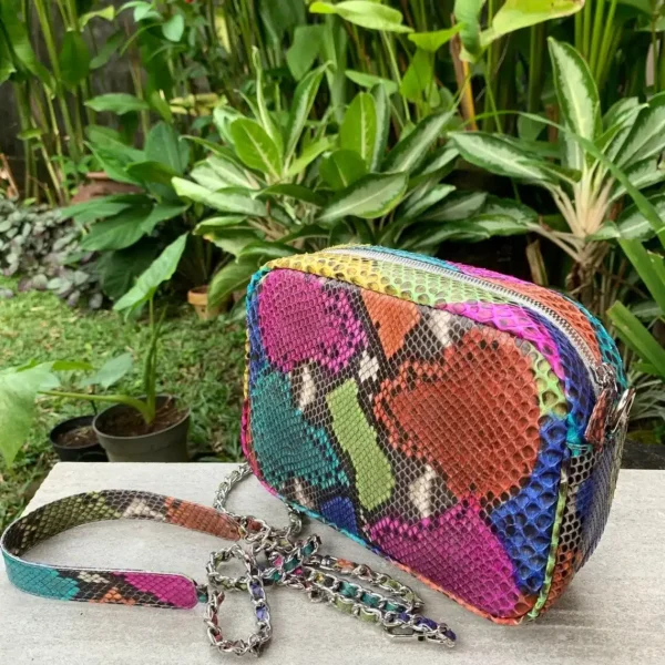 Multicolor Rainbow Python Sling Bag