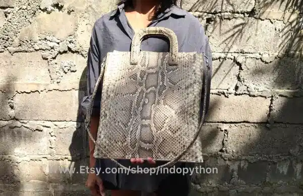 Indopython Natural Color Python Handbag