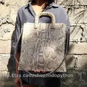 Indopython Natural Color Python Handbag