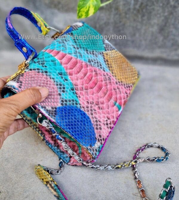 Rainbow Multicolor Python Purse