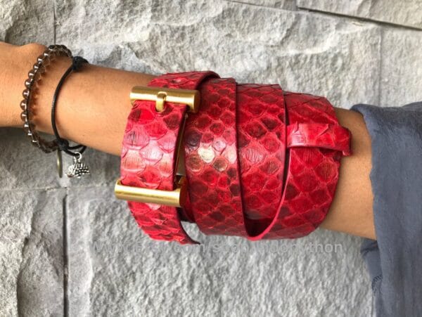 Indopython Red Mens Snakeskin Belt