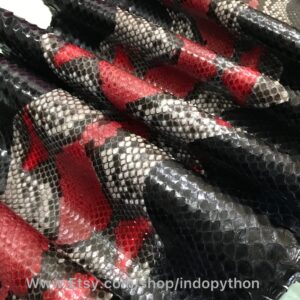 Black and red python leather