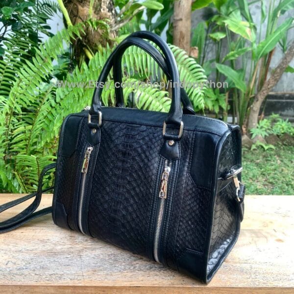 Black Python Medium Bag