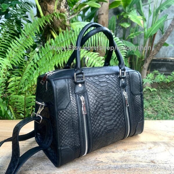 Black Python Medium Bag