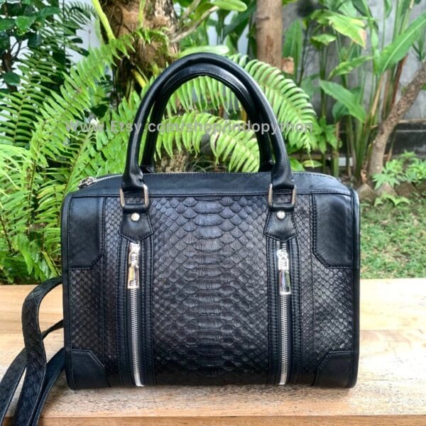 Black Python Medium Bag