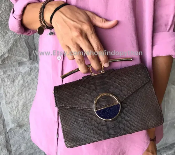 Brown Boxy Small Bag from Indo Python Store