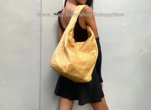 Indo Python Gold Hobo Bag