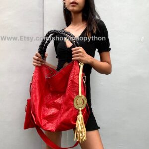 Red black handles hobo bag from Indo Python Store