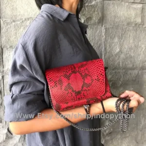 Red metal chain bag from Indo Python Store