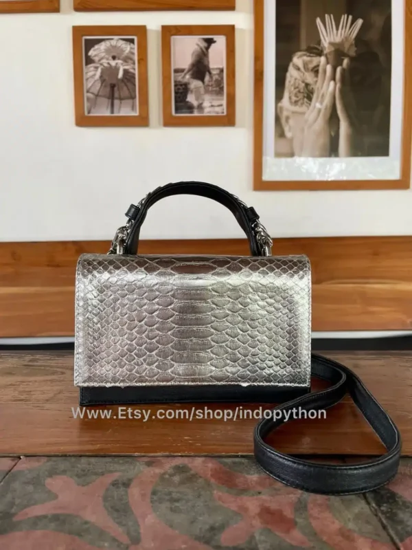 Silver black small bag from Indo Python Store