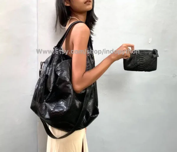 Black Hobo Python Bag from Indo Python Store