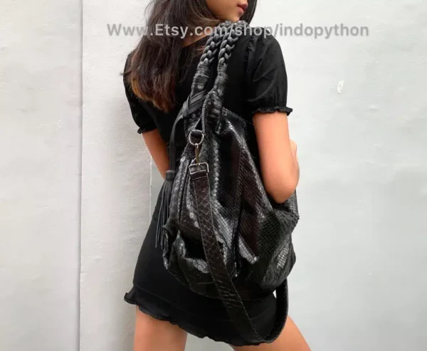 Black Python Bag Hobo - Image 3