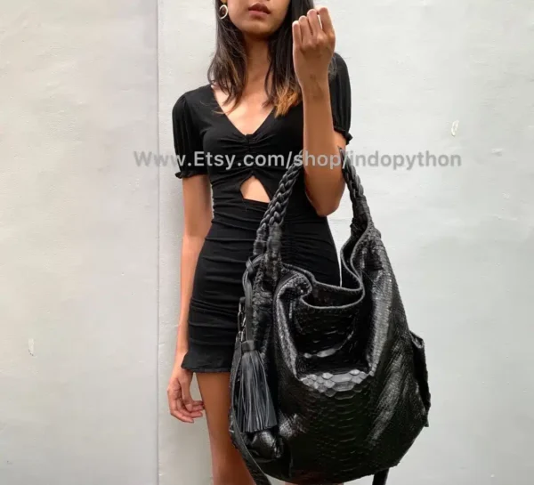 Black Python Bag Hobo - Image 5